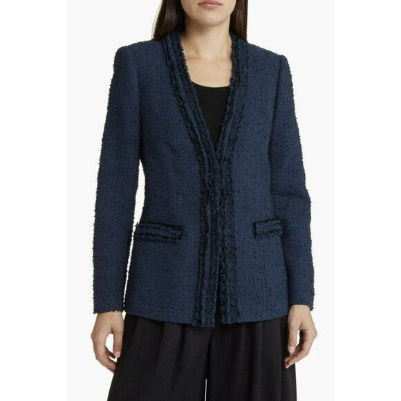 Kobi Halperin $698 Lola Jacket Navy Textured Open Front Blazer NWT - Picture 1 of 8